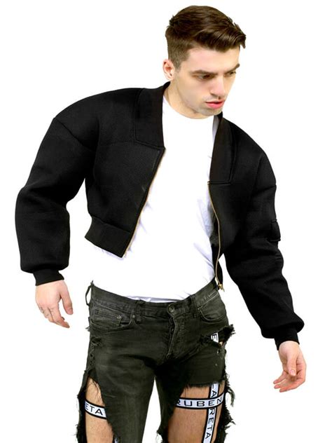 men cropped bomber jacket